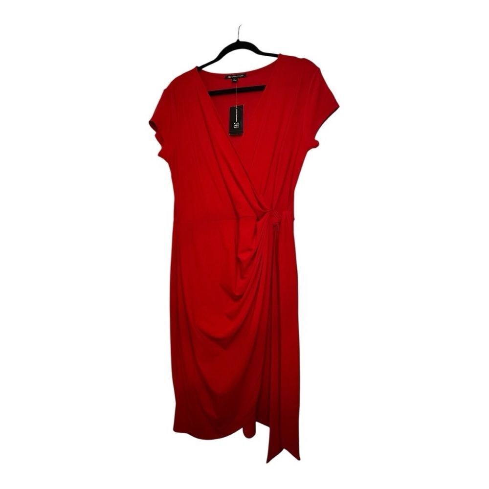 INC Red Faux-Wrap Midi Dress – Size Large, NWT - Picture 6 of 11